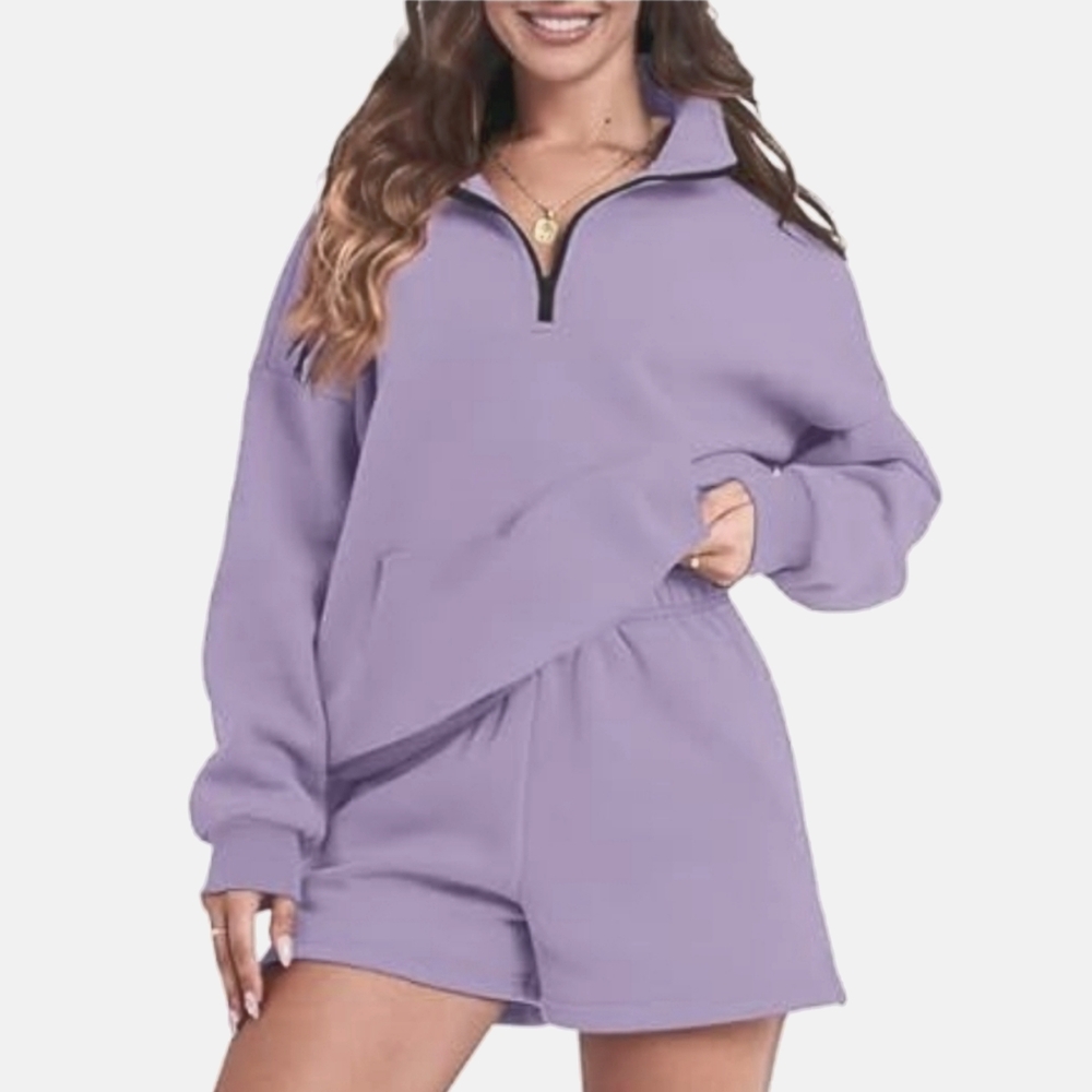 Lavender Women's Pullover and Shorts Set